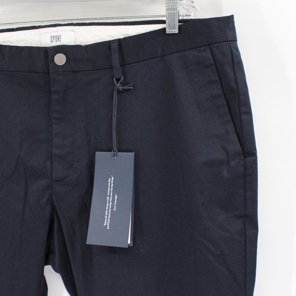 Spoke Navy Cotton Chino Build A Tapered Leg Pants W 40 X L 30 NEW Blue Trouser - Picture 2 of 8